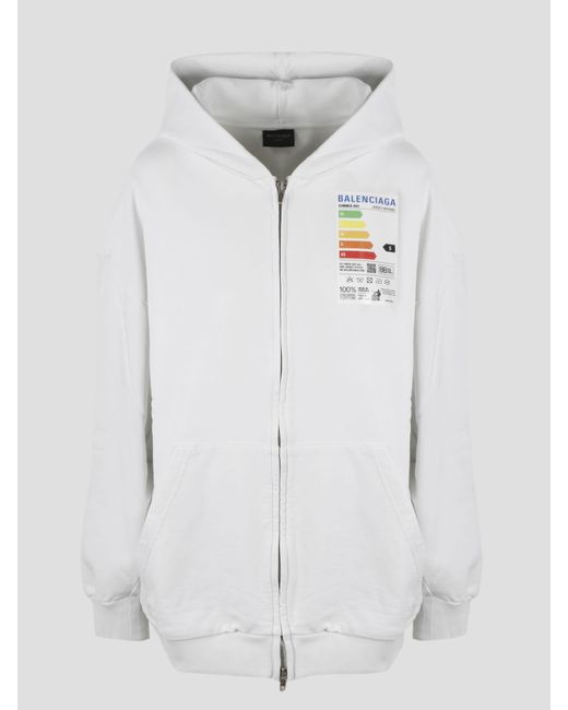 Balenciaga Energy Label Zip Up Hoodie in White Lyst