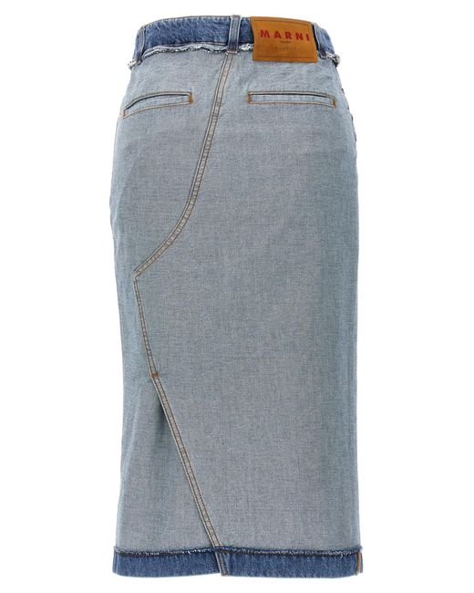 Marni Blue Denim Midi Skirt