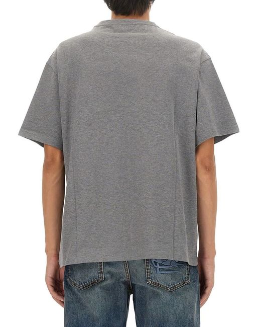 Etro Gray T-Shirt With Pegasus Embroidery for men
