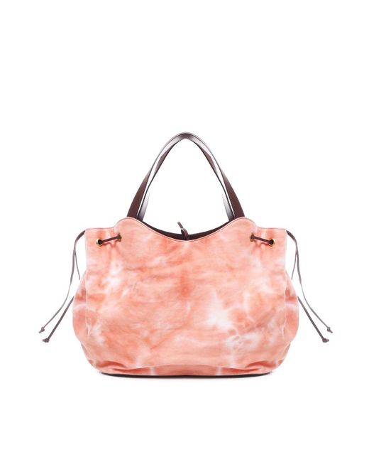 Pinko Pink Logo Printed Drawstring Tote Bag