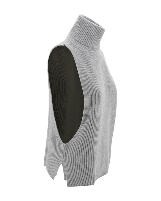 Max Mara Gray Cashmere-Blend Yarn Waistcoat