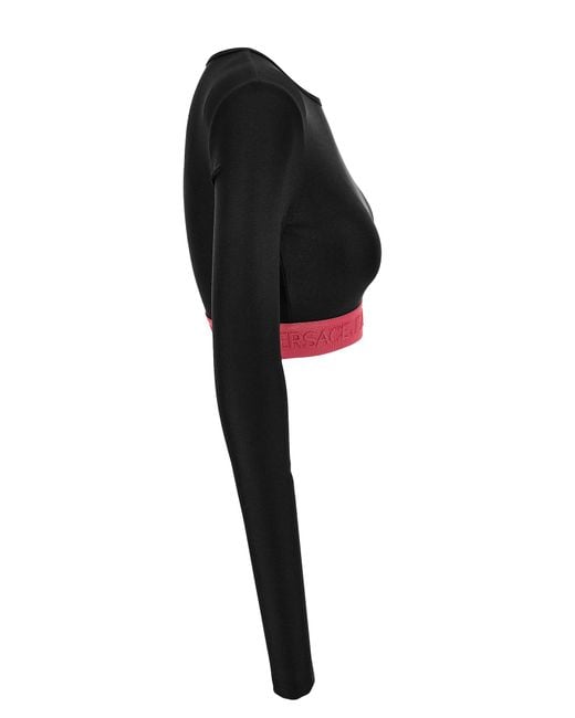 Versace Black Jeans Couture Top With Long Sleeves