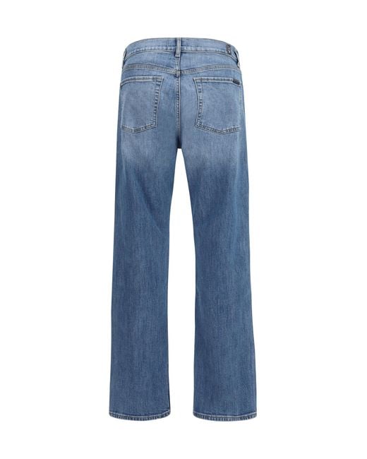 7FOR Blue Straight-Leg Jeans Cotton; Elastane for men