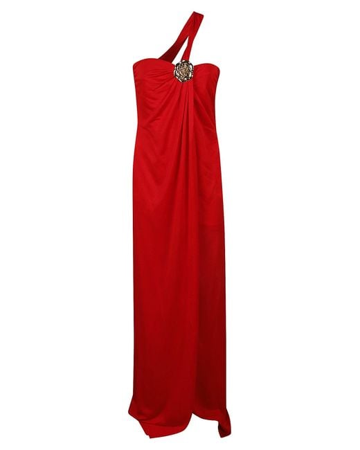 Blumarine Red Off-Shoulder Long Dress