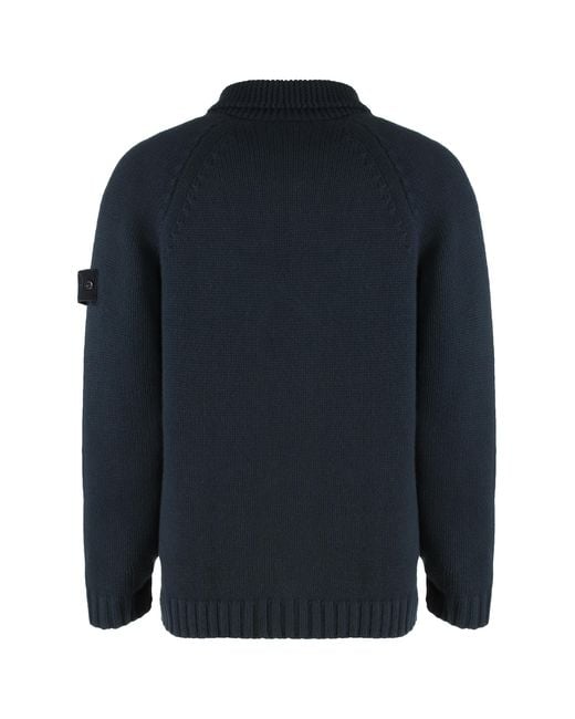Stone Island Blue Cashmere Sweater With Removable Lining for men
