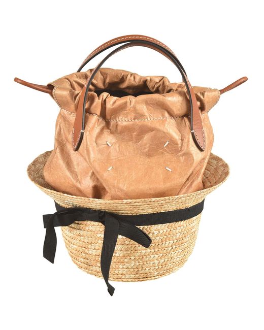 Maison Margiela Multicolor Weaved Hat Detail Drawstringed Bucket Bag