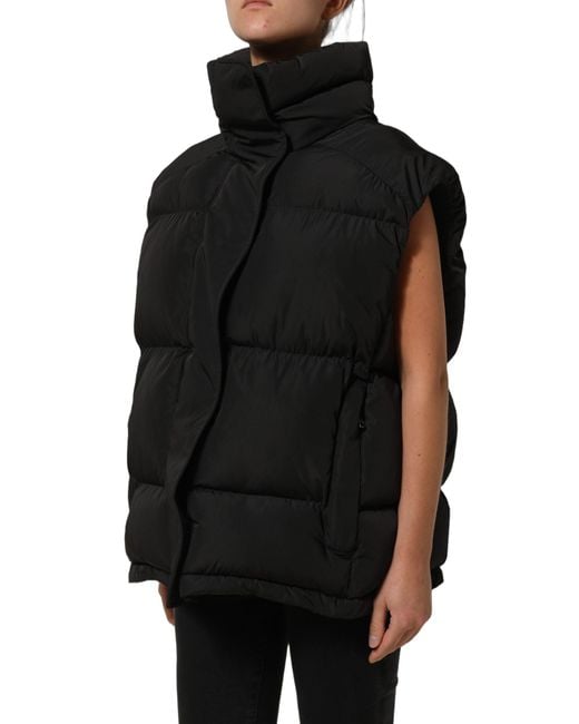 Dolce & Gabbana Black Polyester Sleeveless Padded Puffer Jacket Clothing
