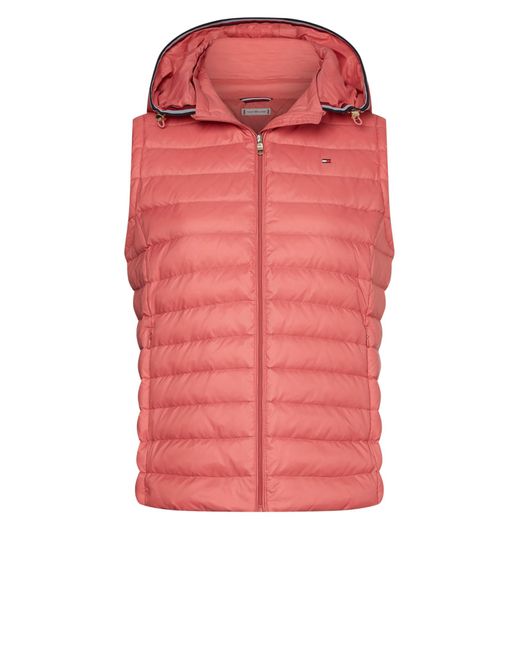 Tommy Hilfiger Synthetic Down Vest With Hood in Pink | Lyst