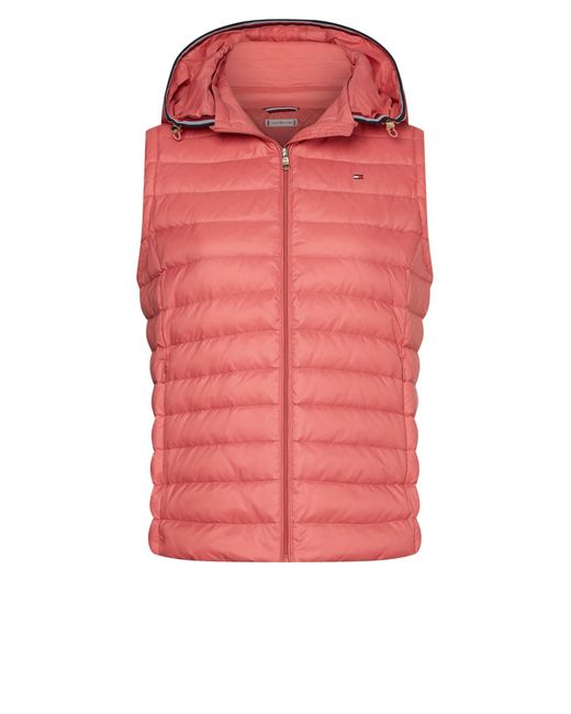 Tommy Hilfiger Synthetic Down Vest With Hood in Pink Lyst