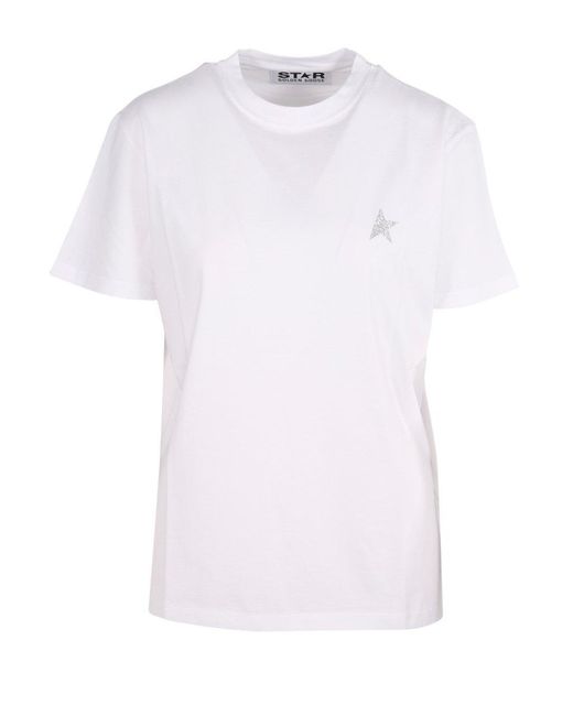 Golden Goose Deluxe Brand White Logo Embellished T-shirt