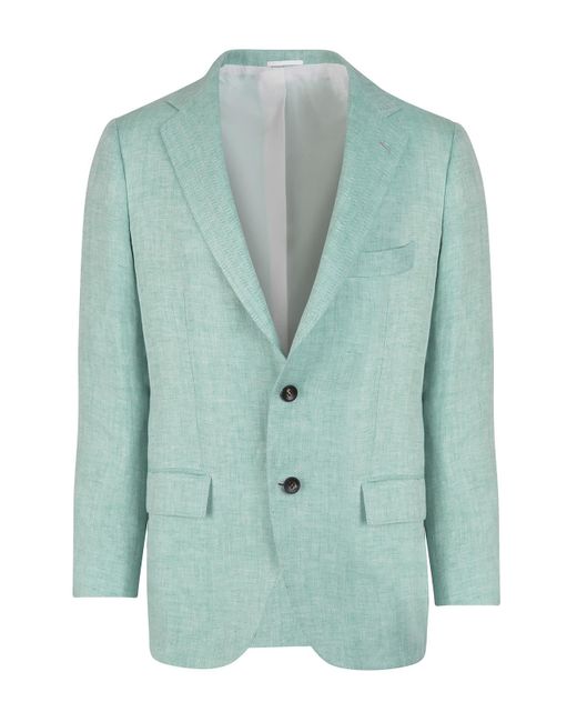 Kiton Mint Green Herringbone Linen Blazer for Men Lyst