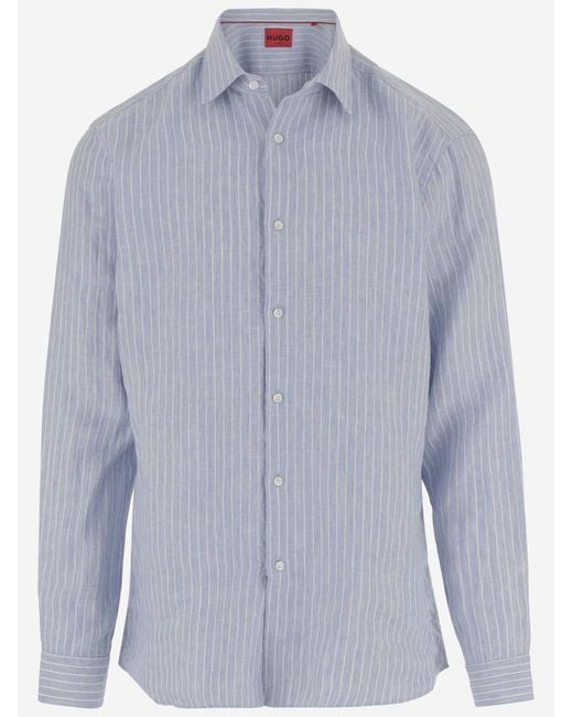 Boss Blue Linen Shirt for men