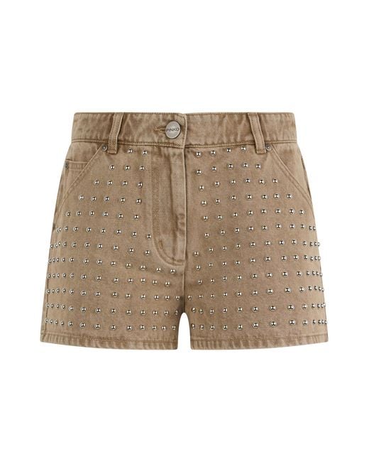 Pinko Natural Denim Shorts With Studs Cotton