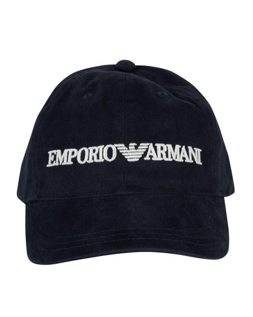 Emporio Armani Blue Logo Embroidered Baseball Cap for men