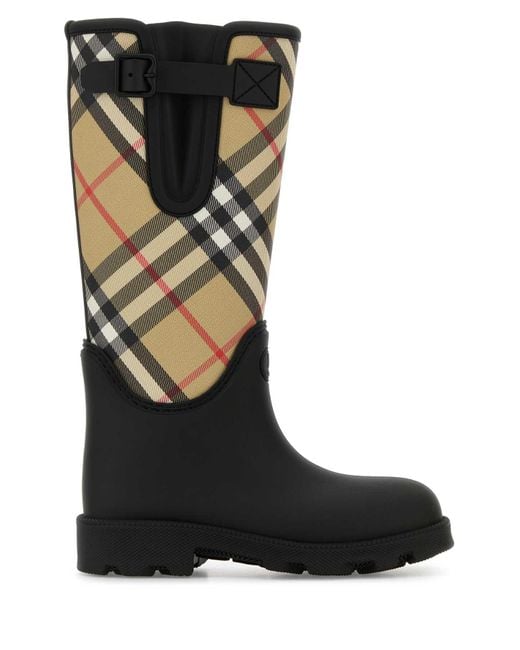 Burberry Black Printed High Boots
