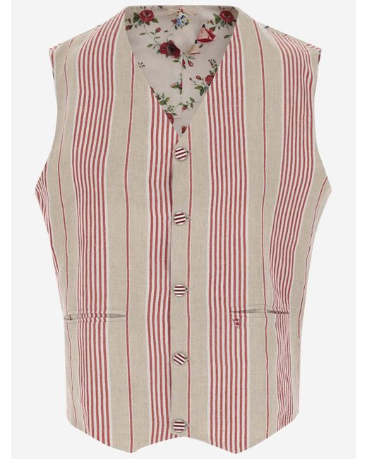 Péro Pink Striped Linen Vest