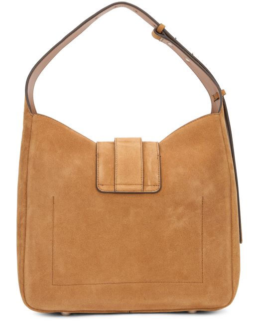 Hogan Brown Shoulder Bag Suede Calfskin Handbags