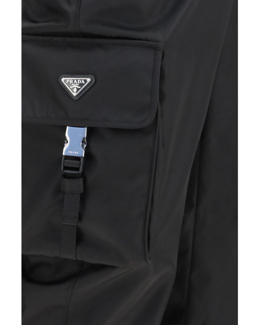 Prada Black Cargo Pants Re-Nylon Polyamide Trousers for men