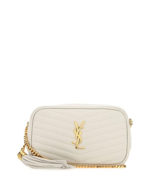 Saint Laurent Chalk Leather Mini Lou Crossbody Bag in Natural Lyst