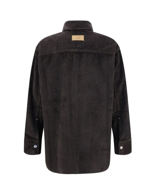 AMI Black Corduroy Velvet Overshirt for men