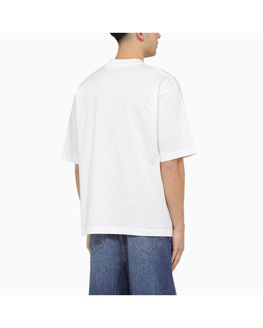 Marni White Oversize T Shirt With Logo Embroidery for men