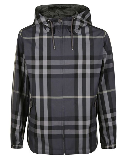Burberry Synthetic Check Zip Windbreaker in Grey (Grey) for Men | Lyst UK
