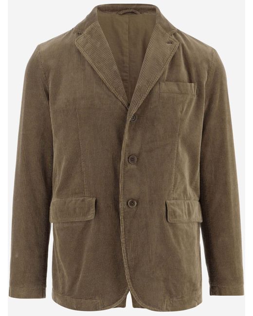 Aspesi Green Single-Breasted Corduroy Jacket for men