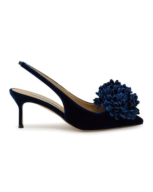 Aquazzura Blue Velvet Slingback Pumps