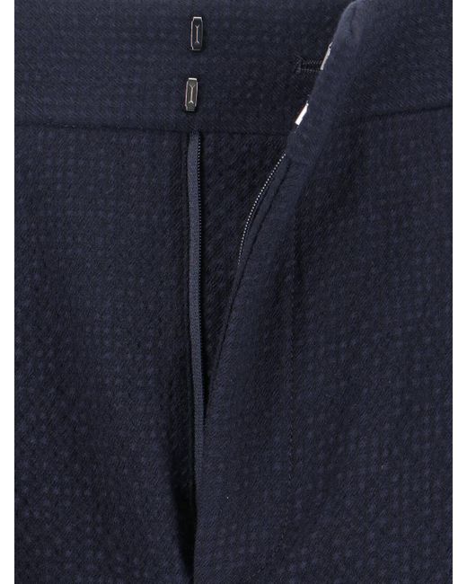 Giorgio Armani Blue Textured Virgin Wool Trousers With Straight Leg for men