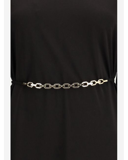 Pinko Black Short Dress With Structured Shoulders Acetate
