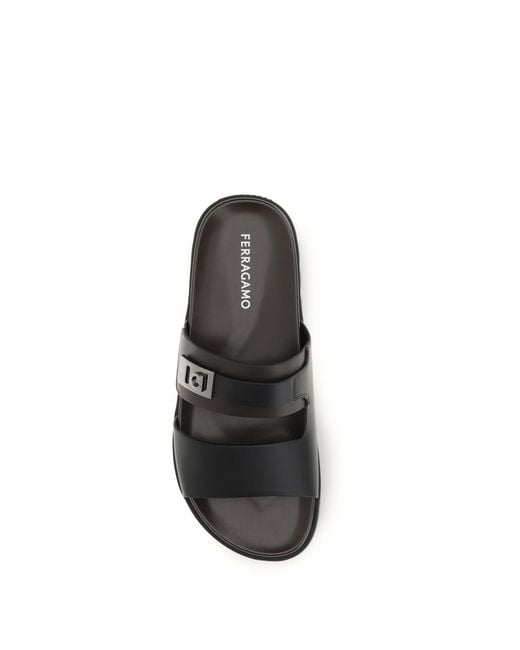 Ferragamo White Double-Strap Leather Sandals for men