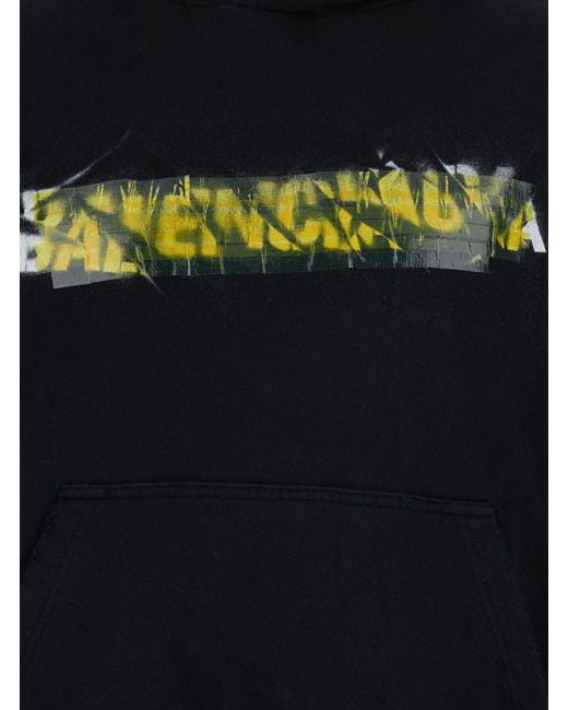 Balenciaga Black Hoodie Medium Fit Cotton Sweatshirts for men
