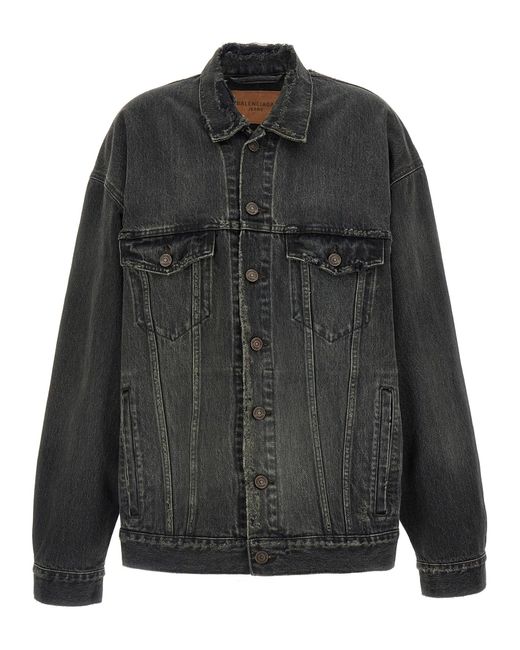 Balenciaga Black Denim Jacket With Used Effect