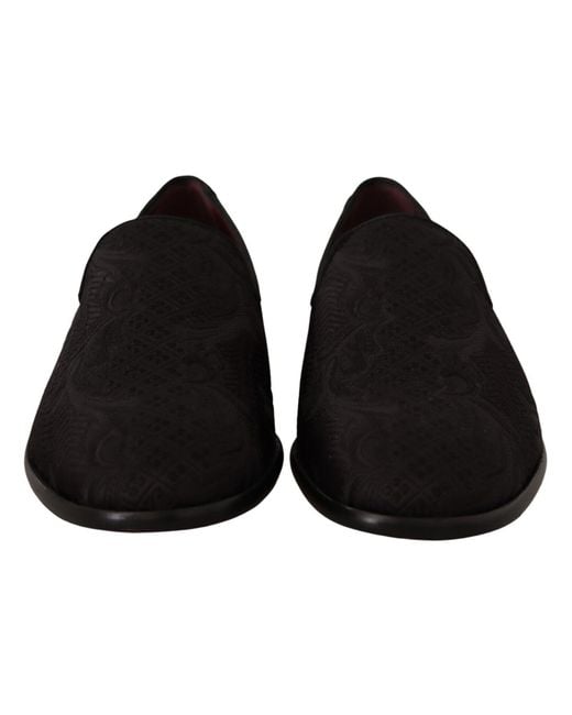 Dolce & Gabbana Black Floral Brocade Slippers for men
