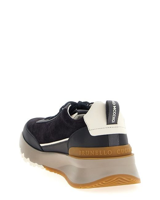 Brunello Cucinelli Blue 'Runners' Sneakers for men