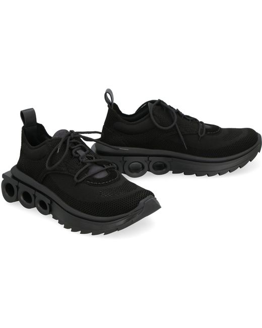 Ferragamo Black Running Sneakers Nima-Anthracite Calf Trainers