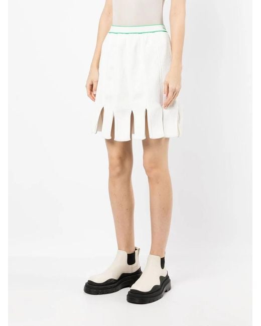 Bottega Veneta White Squared-Frill Trim Knitted Skirt Jewelry