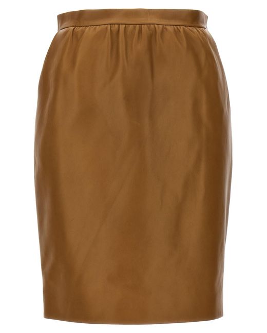 Saint Laurent Brown Leather Skirt Skirts