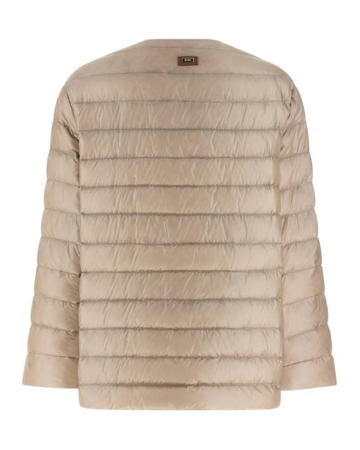 Herno Natural Leather Strap Down Jacket