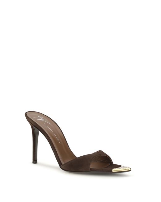 Giuseppe Zanotti White Mules Sandals Intrigo Jewelry Calf Leather