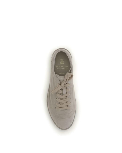 Brunello Cucinelli White Suede Sneakers for men