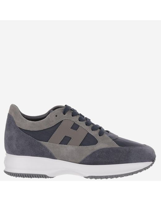 Hogan Gray Sneakers Interactive Suede-Mesh Suede And Mesh Trainers for men