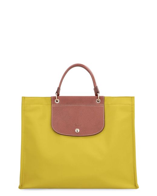 Longchamp Yellow "Cabas L" Shopping Bag