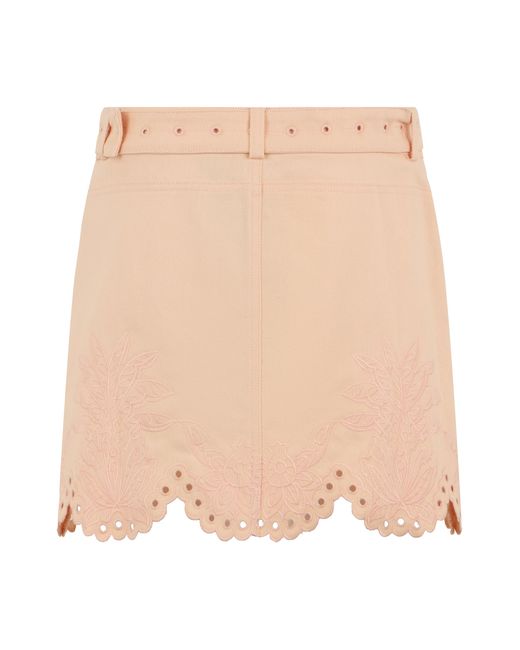 Farm Rio Natural Denim Mini Skirt Cotton