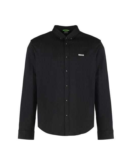 Boss Black Pique Cotton Shirt for men