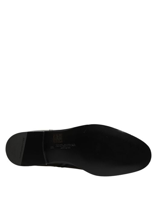 Dolce & Gabbana Black Leather Logo Buckle Mid Calf Boots Shoes for men