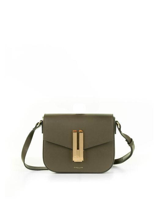 DeMellier London Green Vancouver Small Leather Shoulder Bag