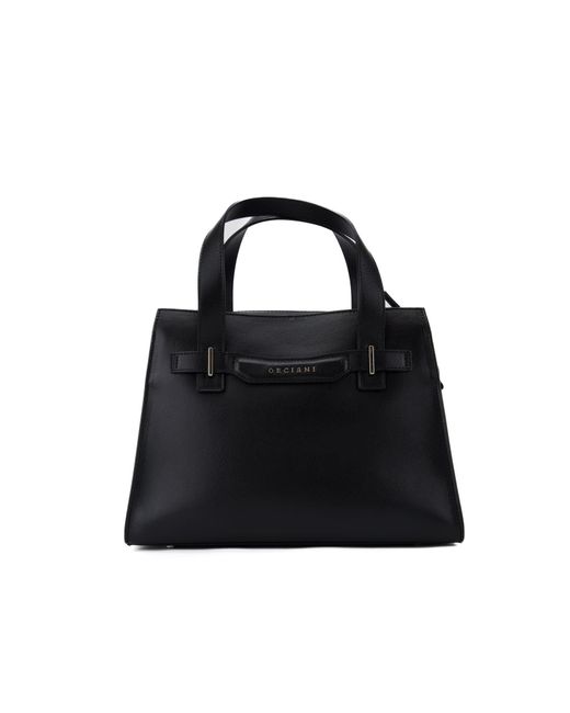 Orciani Black Posh Medium Leather Handbag