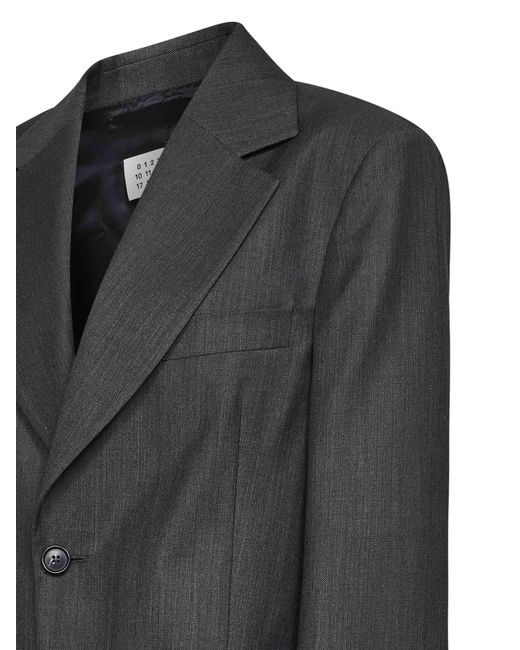 MM6 by Maison Margiela Black Virgin Wool And Cotton Oversized Blazer