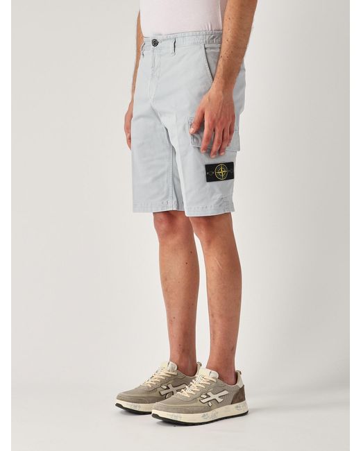 Stone Island Gray Bermuda Slim Shorts for men